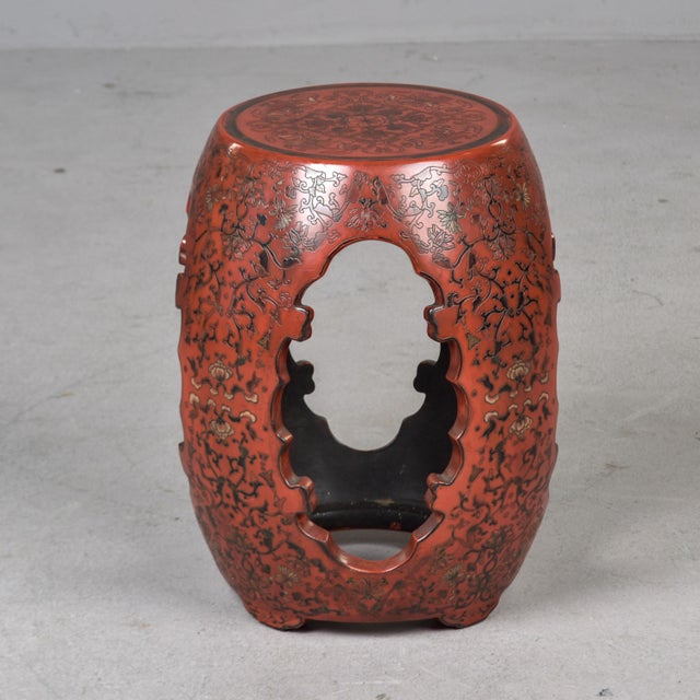 Found in England, this exceptional Ming Dynasty style barrel stool commands attention through the intricacy of its...