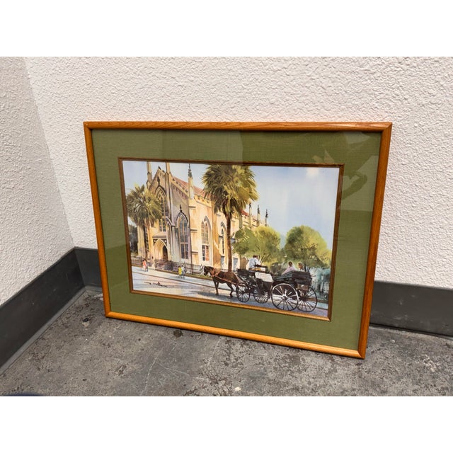 Late 20th Century Al Stine French Huguenot Church Watercolor, Framed For Sale In San Francisco - Image 6 of 12