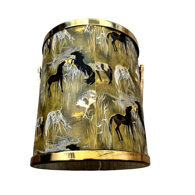 Serv-Master Creations MCM Equestrian Ice Bucket Brass Accents Retro Barware For Sale - Image 4 of 11