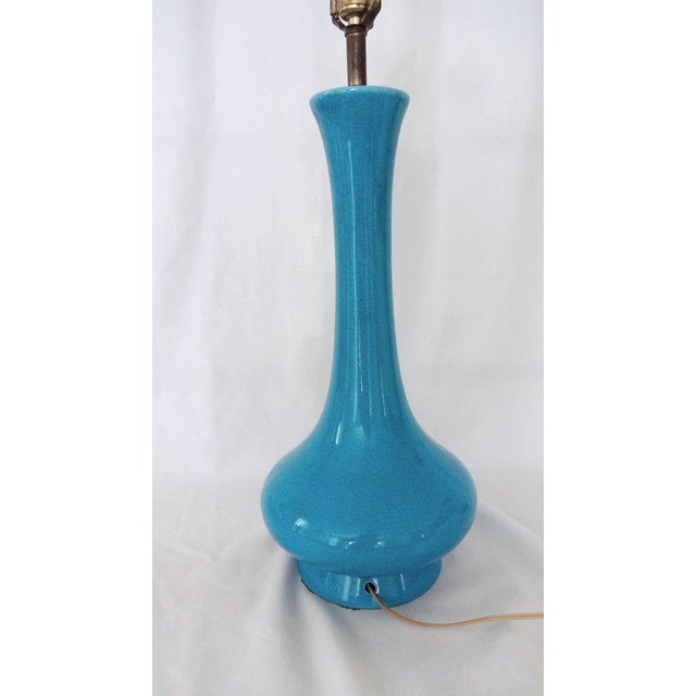 Ceramic MCM Azure Ceramic Crackle Glaze Lamp For Sale - Image 7 of 8