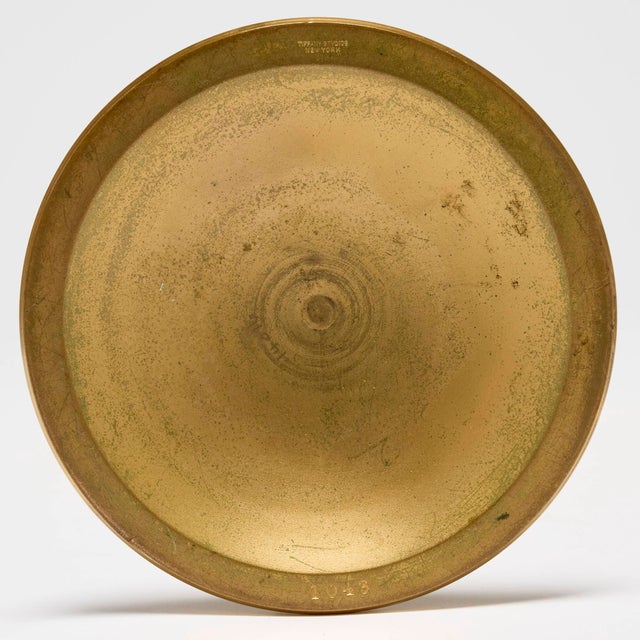 Bronze 20th Century l.c. Tiffany Favrile Glass and Gilt Bronze Trumpet Vase, No. 1043 For Sale - Image 8 of 10