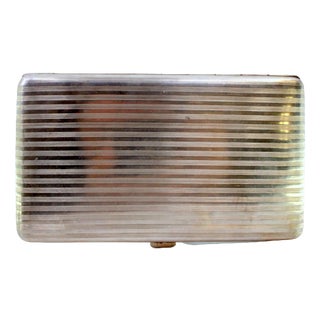 Silver Cigarette Case with Top Trim and Gilt Interior For Sale