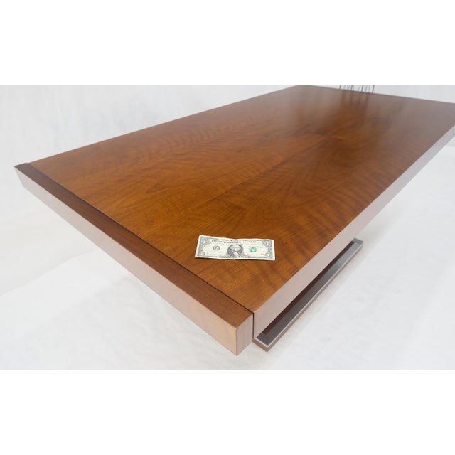 Mid-Century Modern Single Pedestal Base Milo Baughman Walnut Dining Table w/ 2x16" Leaves MINT For Sale - Image 3 of 15