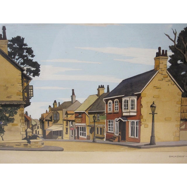 1960s Framed English Village “Crime at Blossoms” Watercolor signed by L.E.R. For Sale - Image 4 of 7