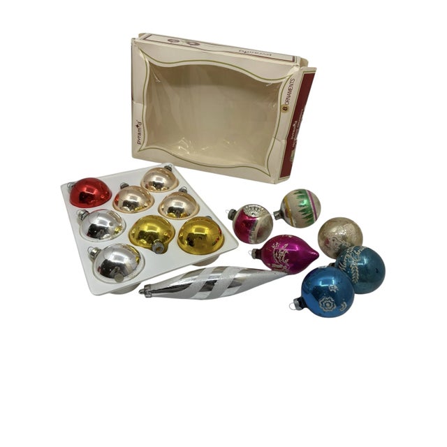 Mid Century Vintage Mercury Glass Ornaments - a Set of 15 For Sale - Image 4 of 11