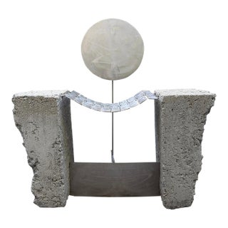20th Century Brutalist Modernist Concrete and Metal Lounge Chairs For Sale