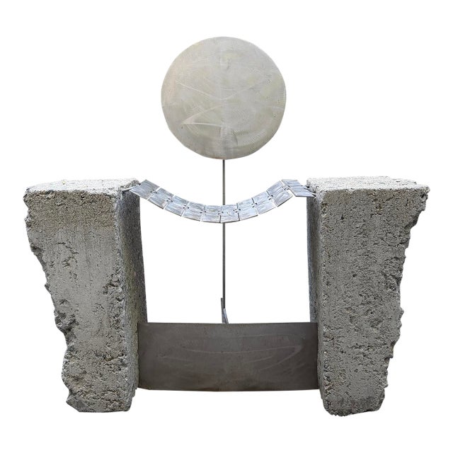 20th Century Brutalist Modernist Concrete and Metal Lounge Chairs For Sale