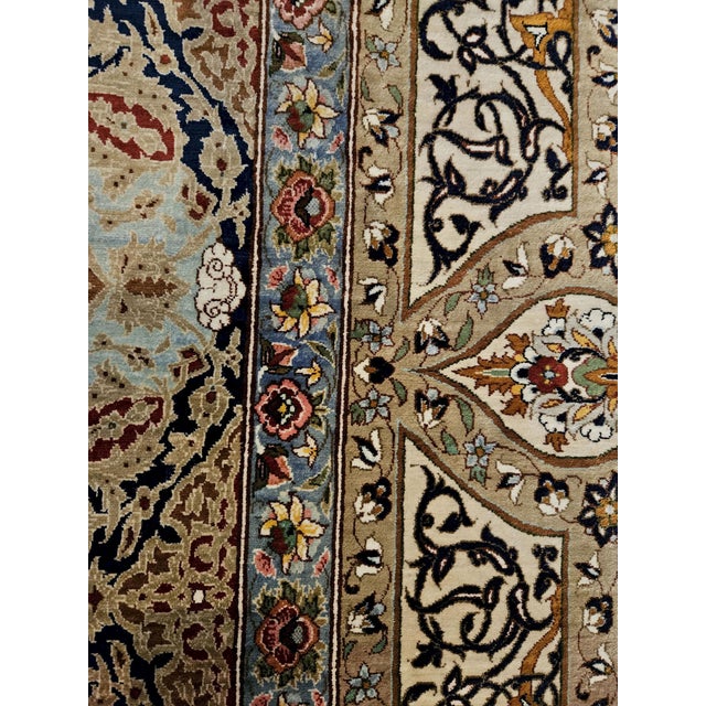 Precious Qum Rug in Pure Silk Signed by Master Weaver Montazeri, 1980s For Sale - Image 4 of 13