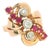 Vintage Retro 14k Yellow Gold Ruby & Diamond Cocktail Ring, Circa 1940s, Size 6.5 For Sale
