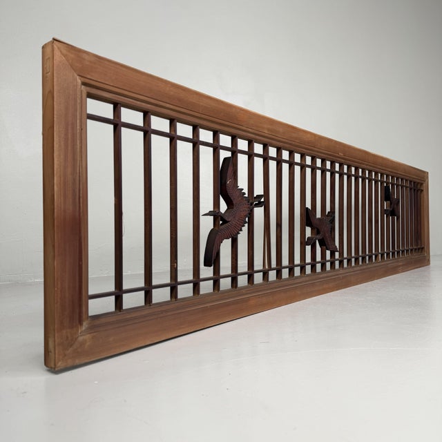 Wood Japanese Ranma Panel with Cranes, 1930s For Sale - Image 7 of 13