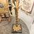 Maison Jansen lamp, original from the 1970s. Original metal shade. Stylized palm tree shape with a square black marble...