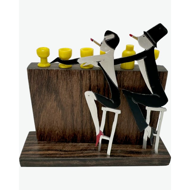 1930s Sudre Art Deco Cocktail Garnish Hors d'Oeuvres Set Unsigned Couple at Bar- 7 Pieces For Sale - Image 12 of 12