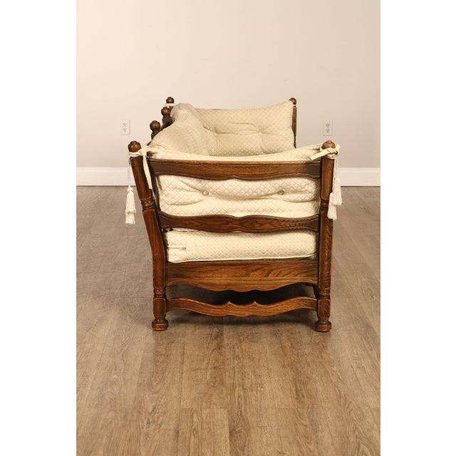 French Country Style Carved Oak Frame Three Seat Sofa For Sale - Image 15 of 18