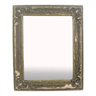 Small Antique Giltwood Plaster Gold Wood Frame Mirror Chippy Gilded For Sale