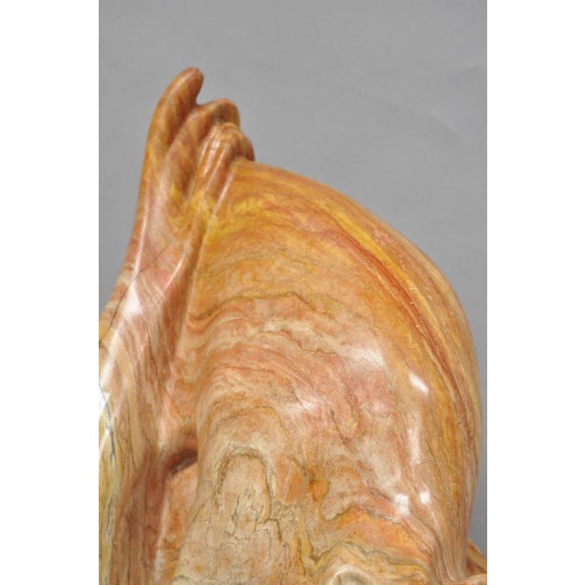 Vintage Seymour Shuren Modern Pink Carved Marble Abstract Panther Cat Sculpture For Sale - Image 9 of 18
