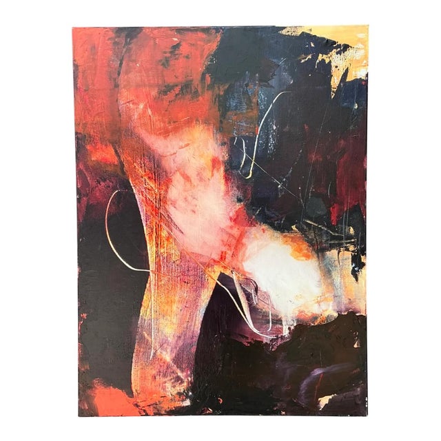Mid-Century Modern Vintage Abstract Expressionist Oil Painting on Canvas For Sale - Image 3 of 12