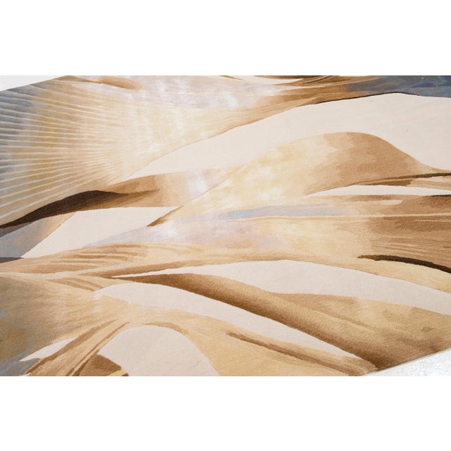2020s Abstract Modern Wool & Silk Rug Handmade With Earthy Hues For Sale - Image 4 of 10