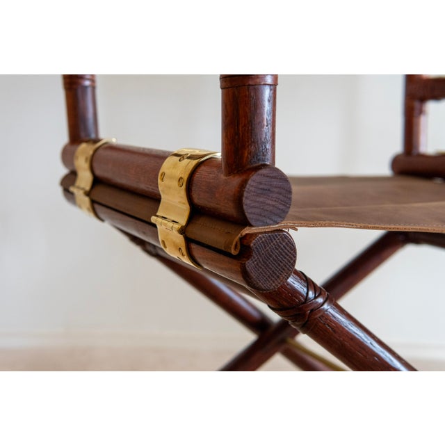 1970s 1970s McGuire Director’s X-Chair in Brown Leather For Sale - Image 5 of 10