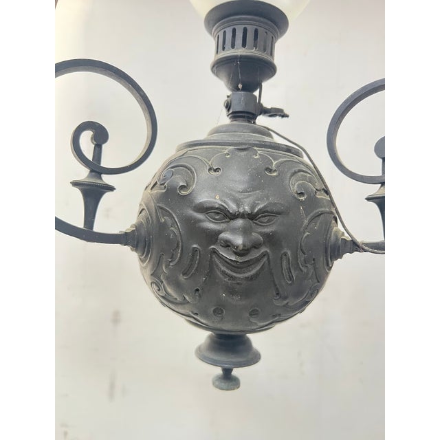 Patinated Bronze Ball Pendant Light, 1800s, Set of 2 For Sale - Image 6 of 14