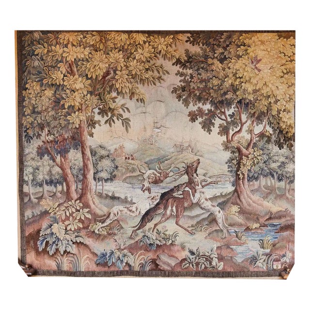 19th Century Deer Hunt Wall Tapestry For Sale