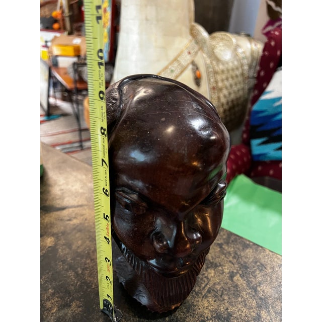 1970s Hand Carved Wooden Figurative Sculpture For Sale - Image 5 of 8