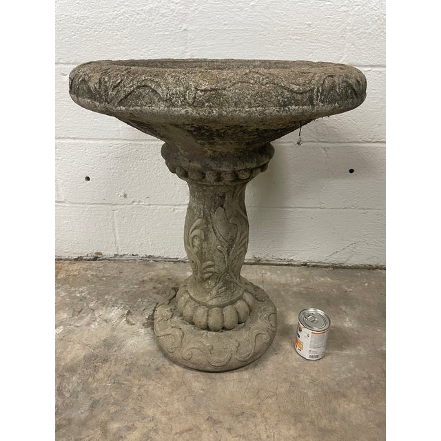 Vintage New Orleans Estate (Garden District) Cast Stone Birdbath With Scrolled Pedestal For Sale - Image 4 of 12