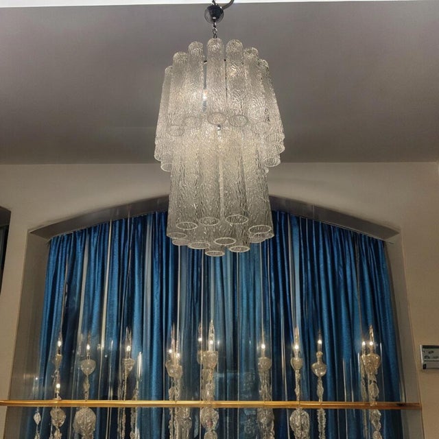 Mid-Century Murano Textured Tube Chandelier from Venini, 1970s For Sale - Image 6 of 12