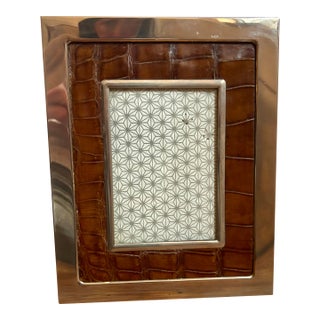 Vintage Silver and Crocodile Picture Frame For Sale