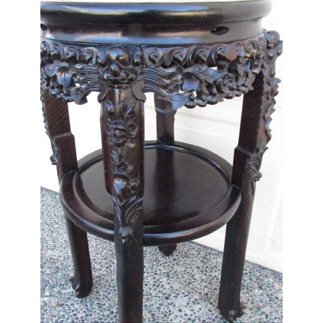 Marble Top Antique Chinese Hardwood Table For Sale - Image 15 of 17