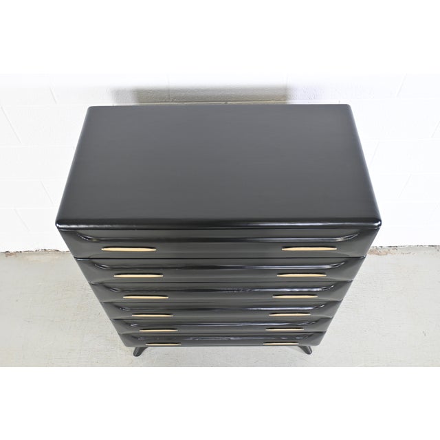 Wood Franklin Shockey Mid Century Modern Sculpted Pine Highboy Dresser For Sale - Image 7 of 12