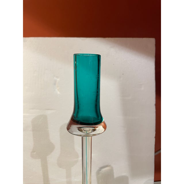 Rare Set of 6 Signed Vintage Gino Cenedese Murano Sommerso Glass Candlesticks For Sale - Image 14 of 15