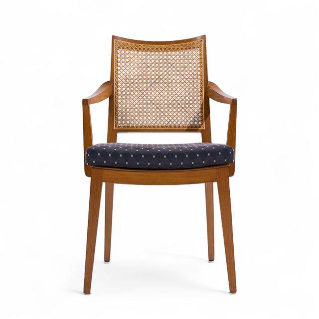 Mid 20th Century Edward Wormley for Dunbar Mid Century Walnut and Cane Dining Chairs - Set of 8 For Sale - Image 5 of 11