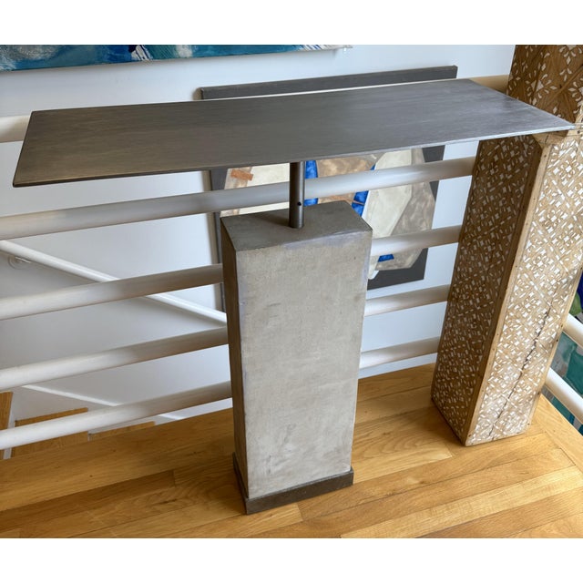 Custom Minimalist Limestone and Steel Console Table by Hastening Designs For Sale In Washington DC - Image 6 of 12