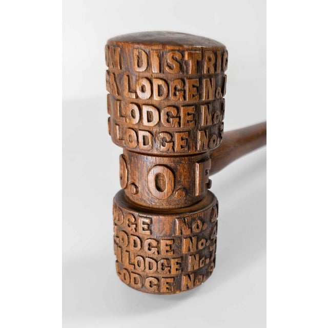 American 1930's Folk Art Carved Walnut Masonic Oddfellows Gavel, New York For Sale - Image 3 of 12