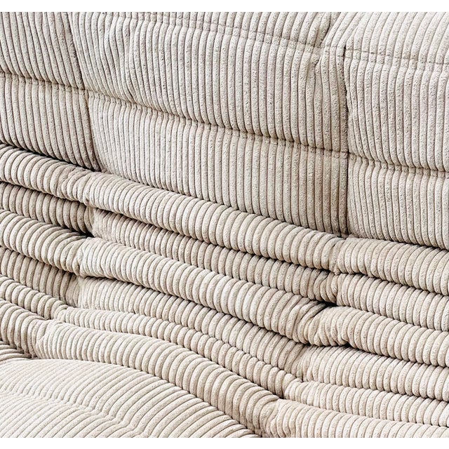 French Togo Living Room Set in Beige Cord by Michel Ducaroy for Ligne Roset, Set of 3, in Flawless conditions. Designed...