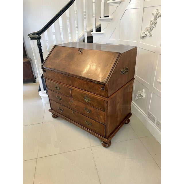 Large William and Mary Burr Walnut Herringbone Inlaid Two Part Bureau, 1680s For Sale - Image 3 of 17