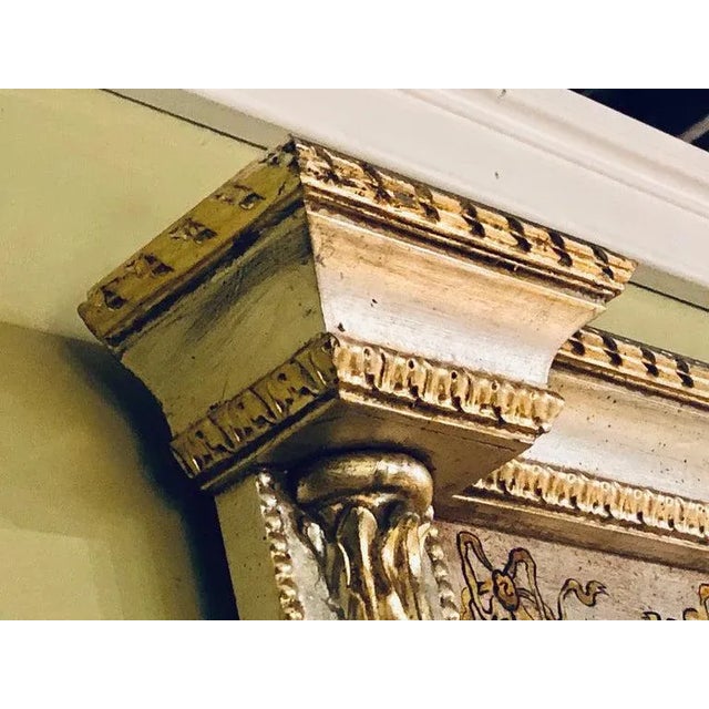 Italian Console Mirror Having Silver Leaf Eglomise Design by LaBarge For Sale In New York - Image 6 of 13