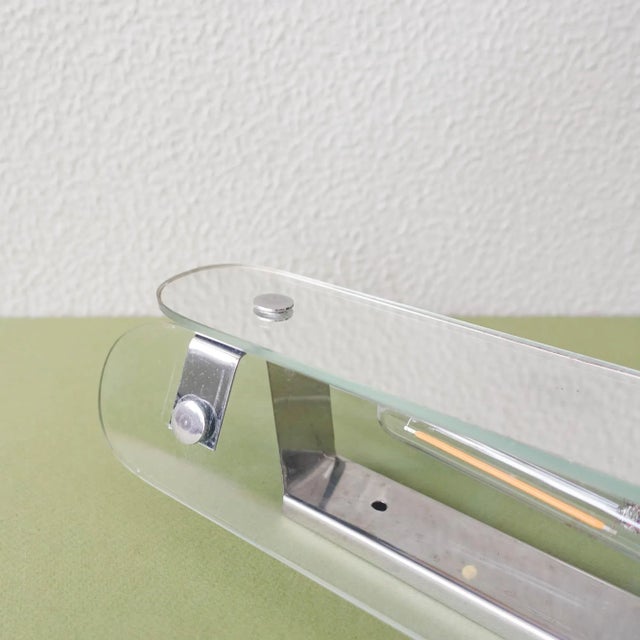 Silver Vintage Italian Glass & Mirror Sconces in Style of Veca, 1970s, Set of 2 For Sale - Image 8 of 12