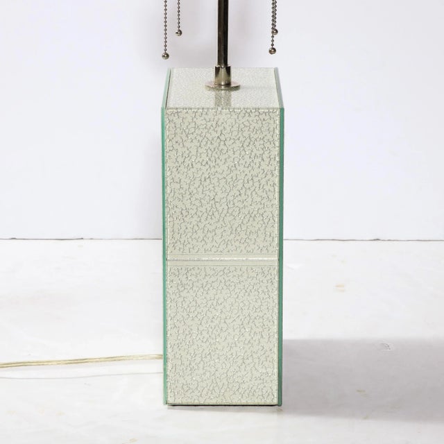 Blue Modernist Rectilinear Glass Table Lamp in Frost Blue Craquelure by Robert Rida For Sale - Image 8 of 13