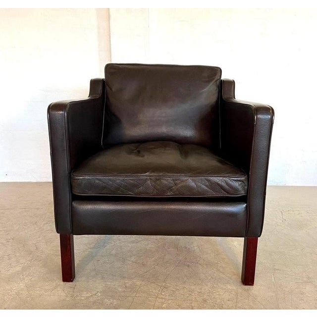 Set of Vintage Danish Brown Leather Lounge Chair and Ottoman from Stouby, 1970s For Sale - Image 6 of 18