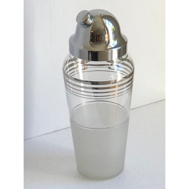 Mid 20th Century Mid-Century Modern Silver-Banded Glass Cocktail Shaker For Sale - Image 4 of 13