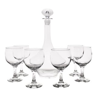 Blown Glass Decanter Set - 7 Pcs. For Sale
