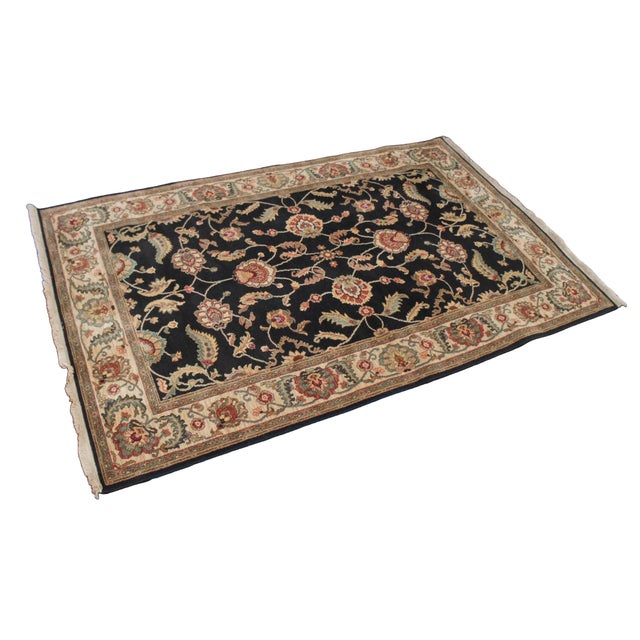 Traditional Karastan Ashara 100% Wool Agra Black Acanthus Palmette 549 Area Rug Carpet 6 X 9 For Sale - Image 3 of 14