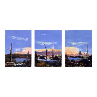 1990s "Landscape Triptych" Set of Three Abstract Expressionist Monoprints by Robert Valdes For Sale