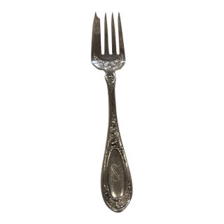 Antique Wallace “Blossom” Silver Plate Meat Fork For Sale