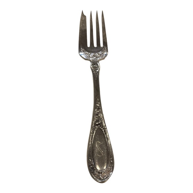 Antique Wallace “Blossom” Silver Plate Meat Fork For Sale