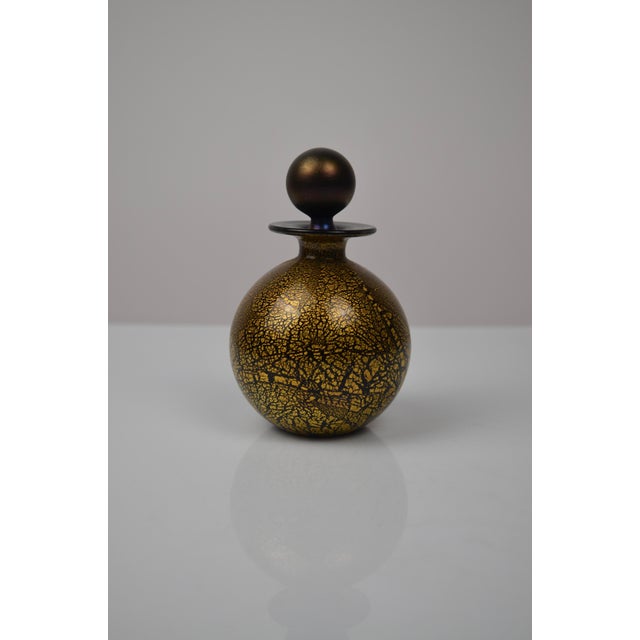 Glass Perfume Bottle with Black and Gold Leaf, 1970s For Sale - Image 9 of 12