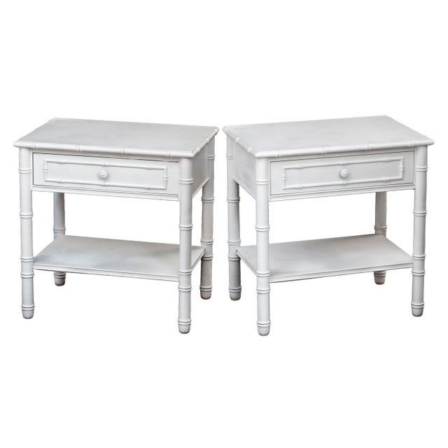 1960s 1960s Bamboo Painted Nightstands, Pair For Sale - Image 5 of 11