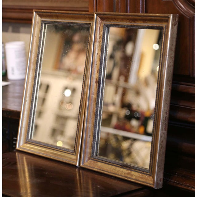 Early 20th Century Pair of Early 20th Century French Giltwood Mirrors With Original Mercury Glass For Sale - Image 5 of 6