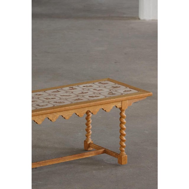 Wood Mid-Century Modern Danish Oak Coffee Table with Ceramic Tile Top, 1950s For Sale - Image 7 of 18